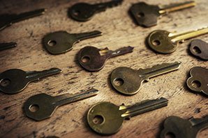 Door lock keys on table